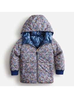 Girls' reversible printed puffer jacket with PrimaLoft