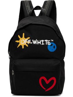 OFF-WHITE Kids Black Sun & Peace Backpack