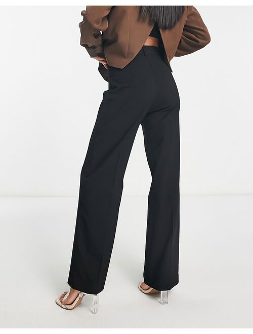 Pull&Bear Petite seam front high waisted tailored pants in black