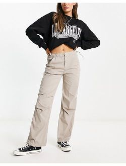 oversized parachute pants in stone