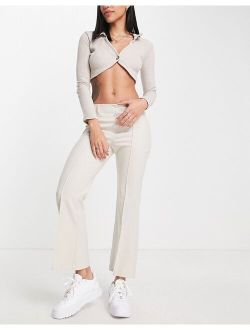 mid rise flare pants with pocket detail in beige