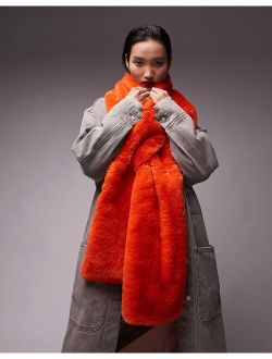 faux fur scarf in orange