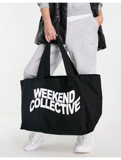 ASOS Weekend Collective canvas tote bag in black