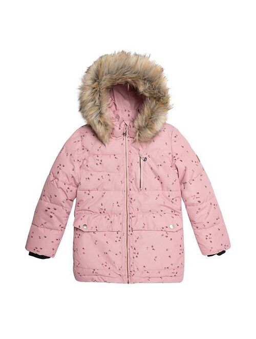 Deux par Deux Puffy Jacket Pink With Small Flowers Print