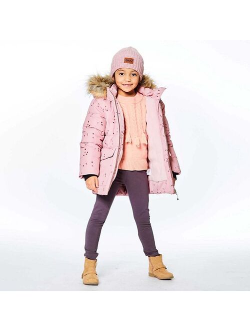 Deux par Deux Puffy Jacket Pink With Small Flowers Print