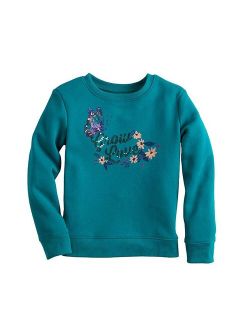 Girls 4-12 Jumping Beans Fleece Crewneck Graphic Pullover Sweatshirt
