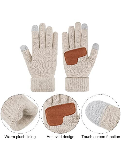 URATOT 3 Pack Winter Knitted Beanie Hat Scarf Gloves Set Thick Hat and Scarf Touchscreen Gloves for Men Women