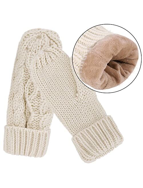 ANDORRA 3 in 1 Women Soft Warm Thick Cable Knitted Hat Scarf & Gloves Winter Set