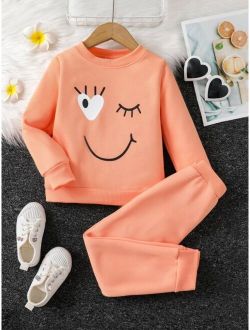 Toddler Girls Cartoon Graphic Sweatshirt & Sweatpants