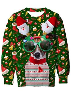 Lovekider Kids Ugly Christmas Sweater Shirt Funny 3D Xmas Pullover Sweatshirt Inner Fleece Size 4-16
