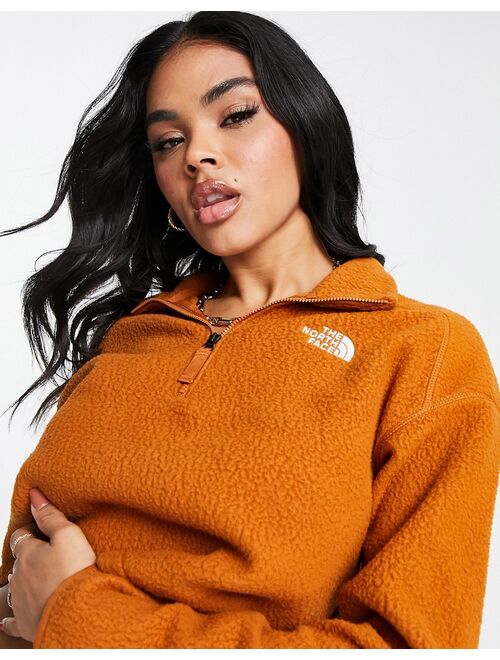 The North Face cropped 1/4 zip sherpa fleece in brown - Exclusive at ASOS