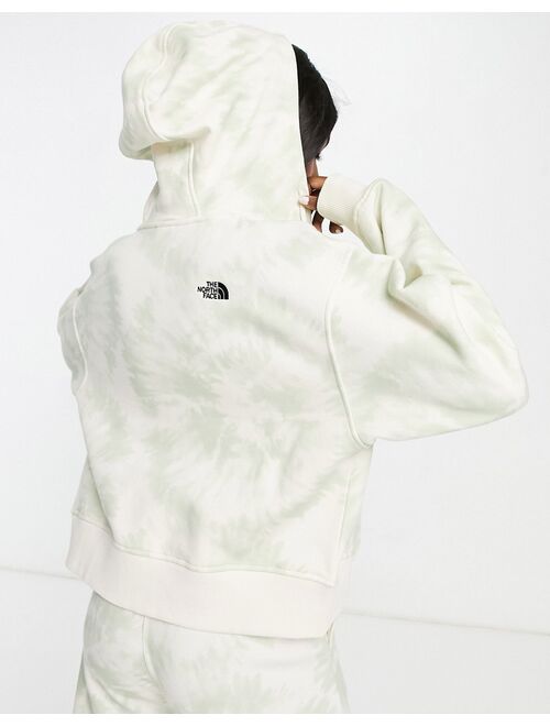 The North Face Essential full zip hoodie in beige/ white tie dye Exclusive at ASOS