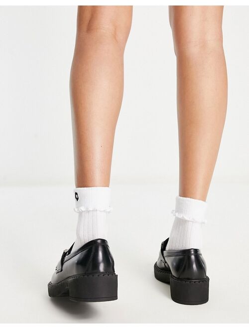 ASOS DESIGN Miso leather chunky chain loafers in black