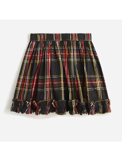 Girls' ruffle skirt in black Stewart tartan
