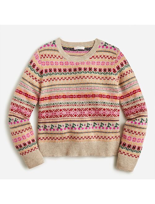 J.Crew Girls' cherry Fair Isle crewneck sweater