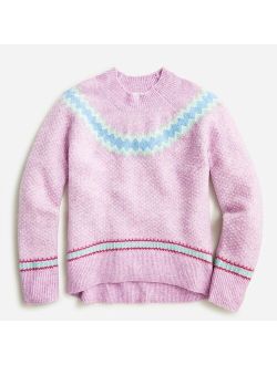 Girls' Fair Isle mockneck sweater in supersoft yarn