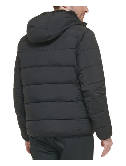 CALVIN KLEIN Men's Chevron Stretch Jacket With Sherpa Lined Hood