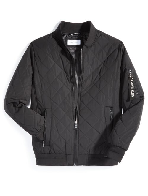 CALVIN KLEIN Men's Quilted Baseball Jacket with Rib-Knit Trim