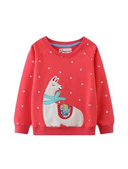 Homagic2we Toddler Girl Sweatshirt Kids Fall Casual Applique Pullover Cotton Adorable Long Sleeve Shirt Tops