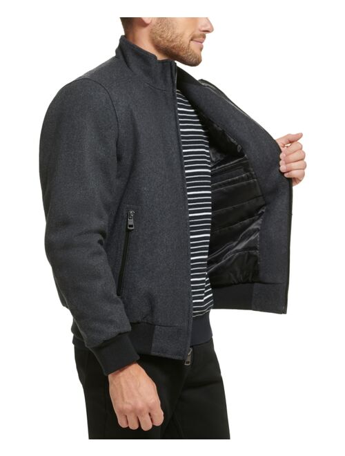 CALVIN KLEIN Men's Wool Bomber Jacket With Knit Trim