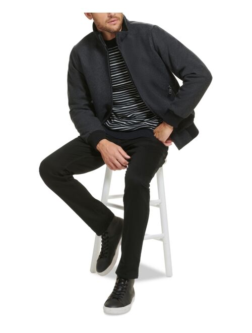 CALVIN KLEIN Men's Wool Bomber Jacket With Knit Trim