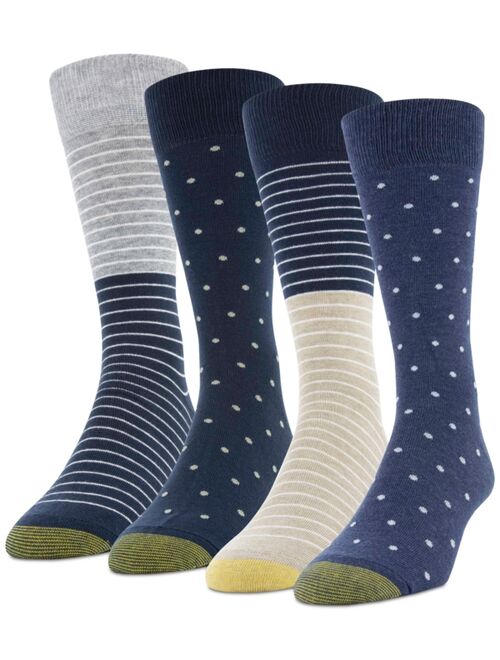 Gold Toe Men's 4-Pack Casual Dot Stripe Socks