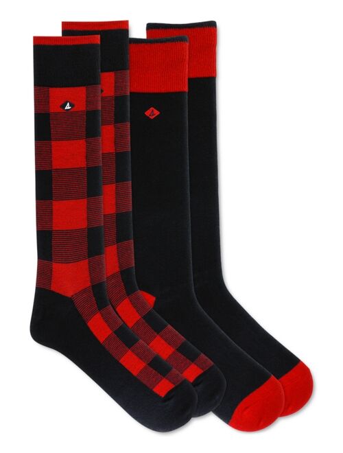 Sperry Men's Buffalo Check & Colorblock Boot Crew Socks, Pack of 2 Pairs