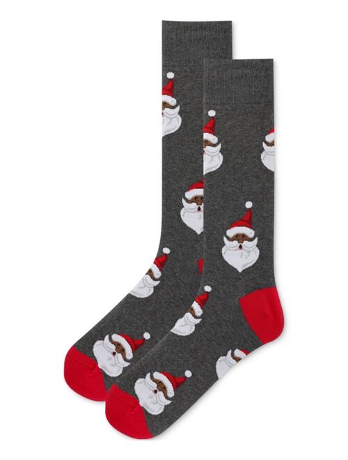 Hot Sox Men's Santa Head Holiday Crew Socks