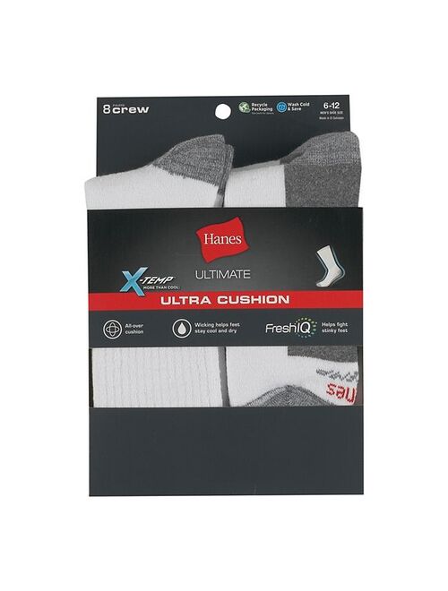 Men's Hanes Ultimate 8-Pack X-Temp Ultra Cushion Crew Socks