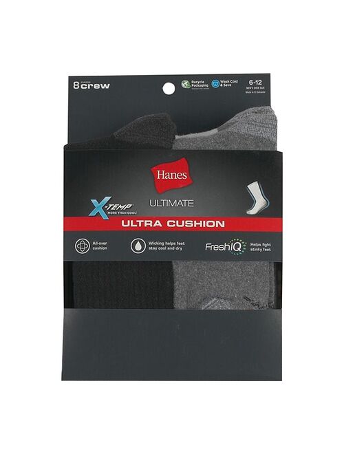 Men's Hanes Ultimate 8-Pack X-Temp Ultra Cushion Crew Socks
