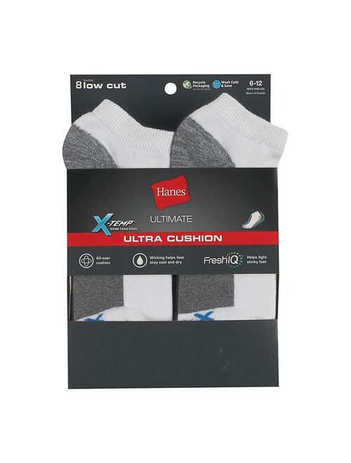 Men's Hanes Ultimate 8-pack X-Temp Ultra Cushion Low-Cut Socks