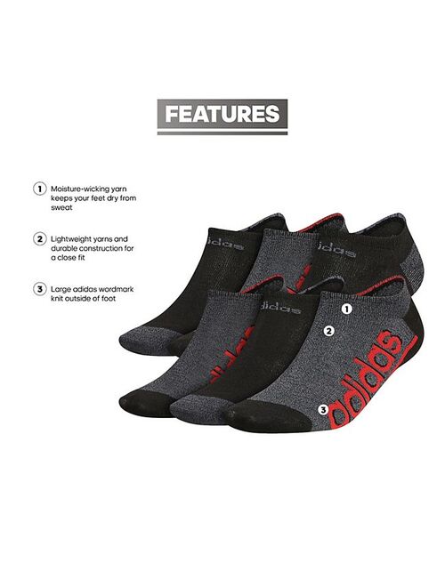 Men's adidas 6-Pack Linear Superlite III No-Show Socks