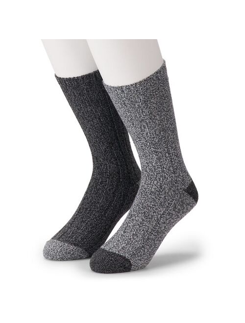 Cuddl Duds Socks For Men 2-Pack Twist Ribbed Crew Socks