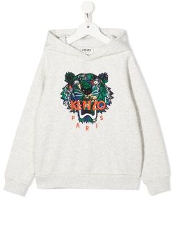 Kids Tiger Head-print pullover hoodie