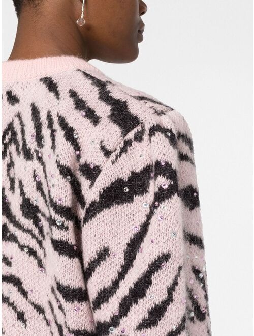 animal-pattern knit cardigan