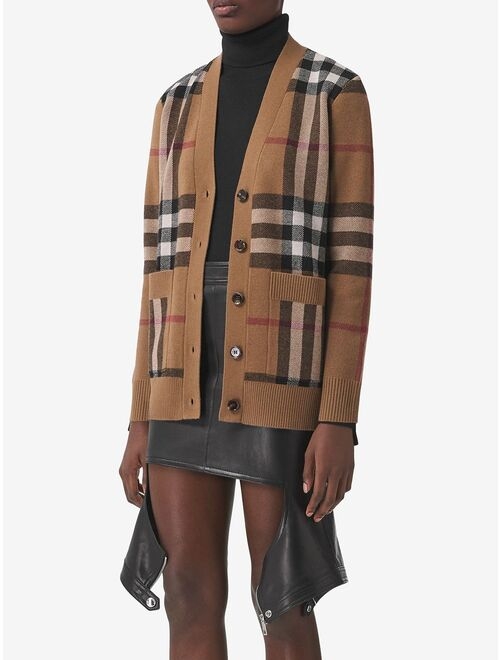 Burberry checked wool-cashmere blend cardigan