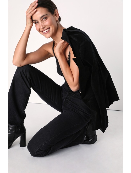 Lulus Make Some Poise Black Velvet Blazer