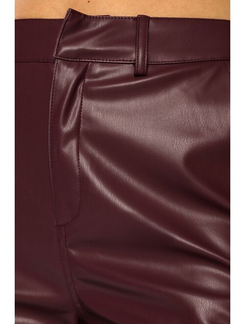 Lulus Keep It Trendy Burgundy Vegan Leather Straight Leg Pants