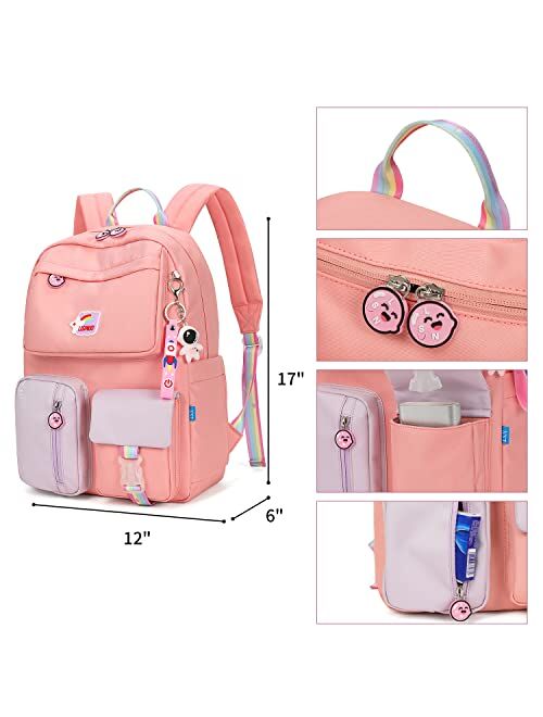 Auobag Kids Backpacks Girls Backpack for Girl Elementary School Bags Bookbags For Teen Suitable For Children Aged 7-15 (Pink)