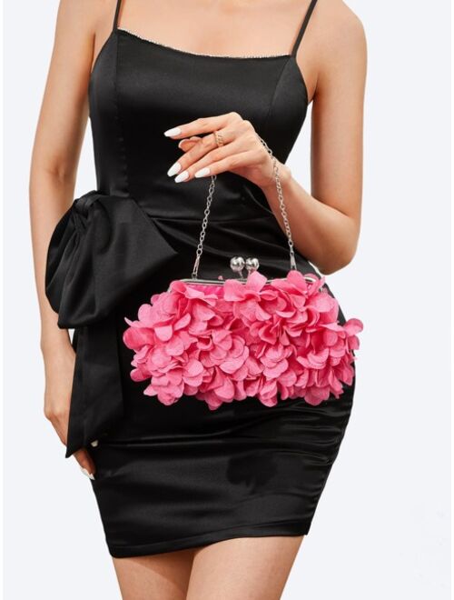 LETODE9039 Accessory Store Flower Appliques Kiss Lock Detail Novelty Bag