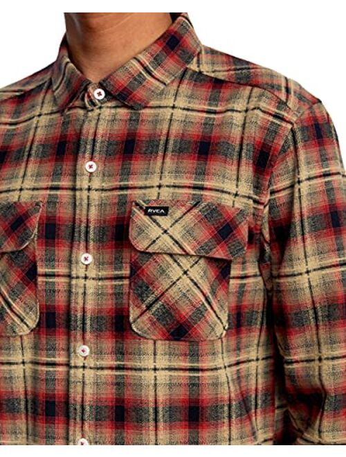 RVCA Men's Standard Fit Long Sleeve Button Up Flannel Shirt