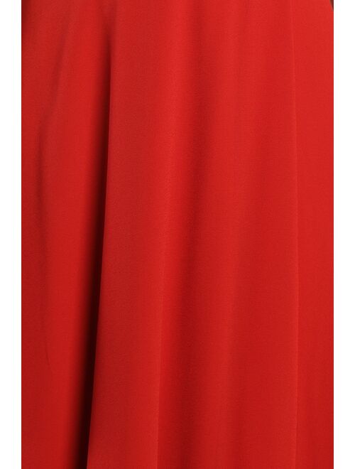 Lulus Glamorous Agenda Rust Red One-Shoulder Cutout Maxi Dress