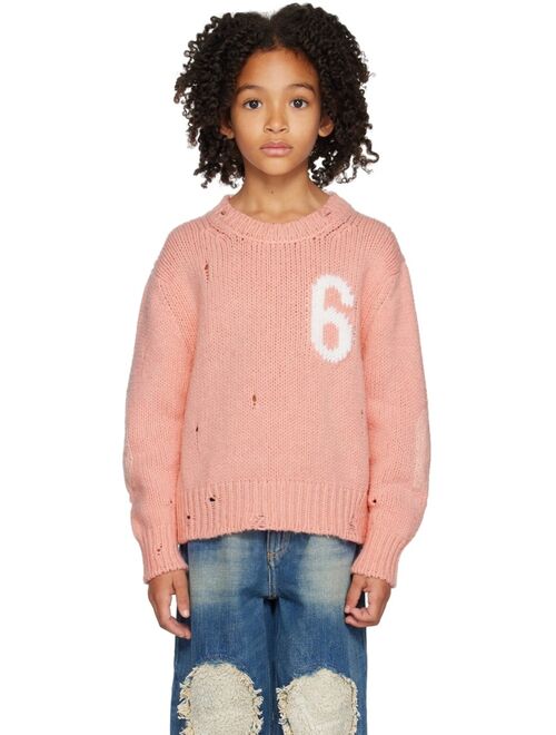 MM6 MAISON MARGIELA Kids Pink Distressed Sweater