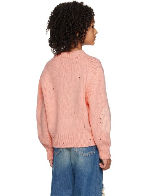 MM6 MAISON MARGIELA Kids Pink Distressed Sweater