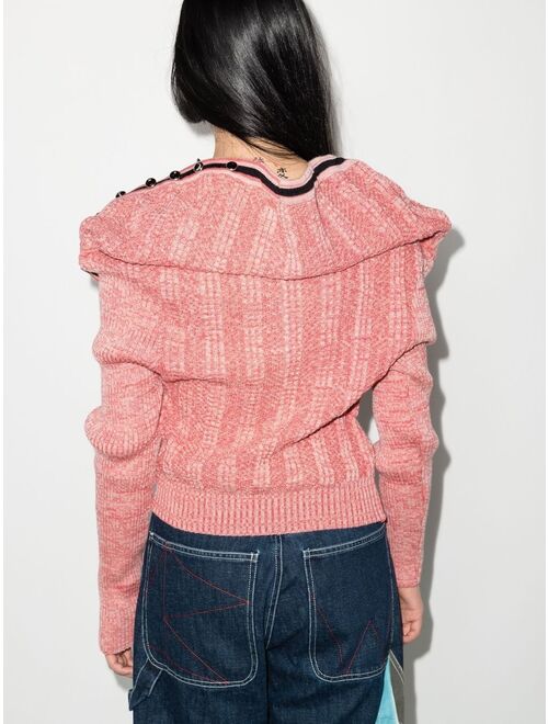 Y/Project ruffle-detail ribbed-knit cardigan
