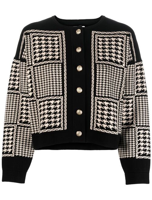 houndstooth button-up cardigan
