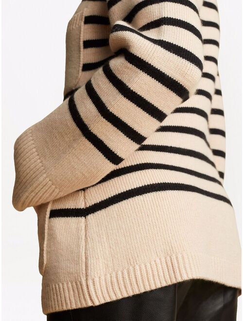 KHAITE The Suzette striped cashmere cardigan
