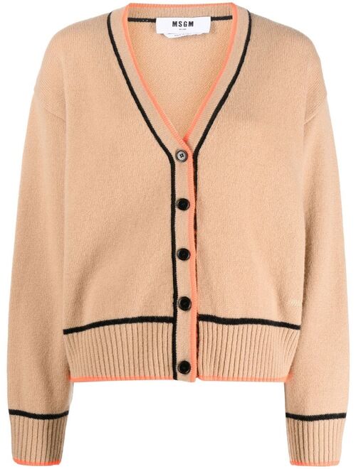 MSGM contrast-trim V-neck cardigan