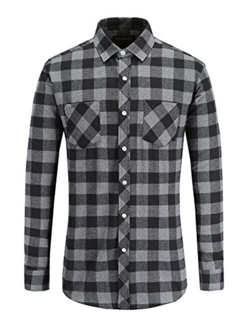 JEETOO Mens Buffalo Plaid Shirts Long Sleeve Flannel Shirt for Men Lumberjack Shirt