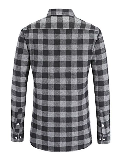 JEETOO Mens Buffalo Plaid Shirts Long Sleeve Flannel Shirt for Men Lumberjack Shirt